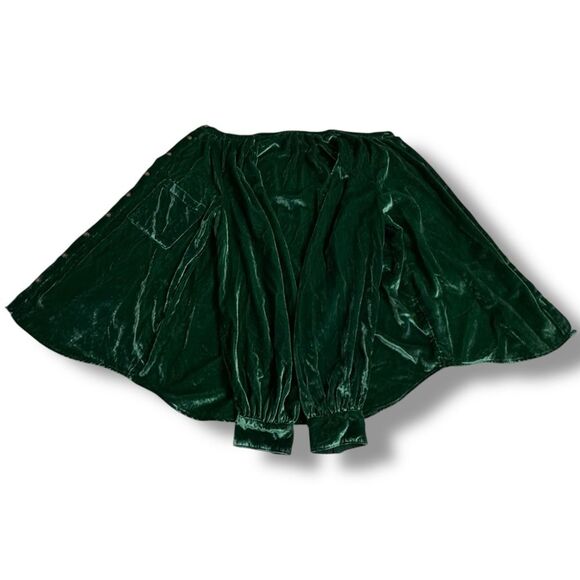 Anthropologie Pilcro Emerald Green Velvet Button Down Shirt Blouse Size Medium - Picture 5 of 8